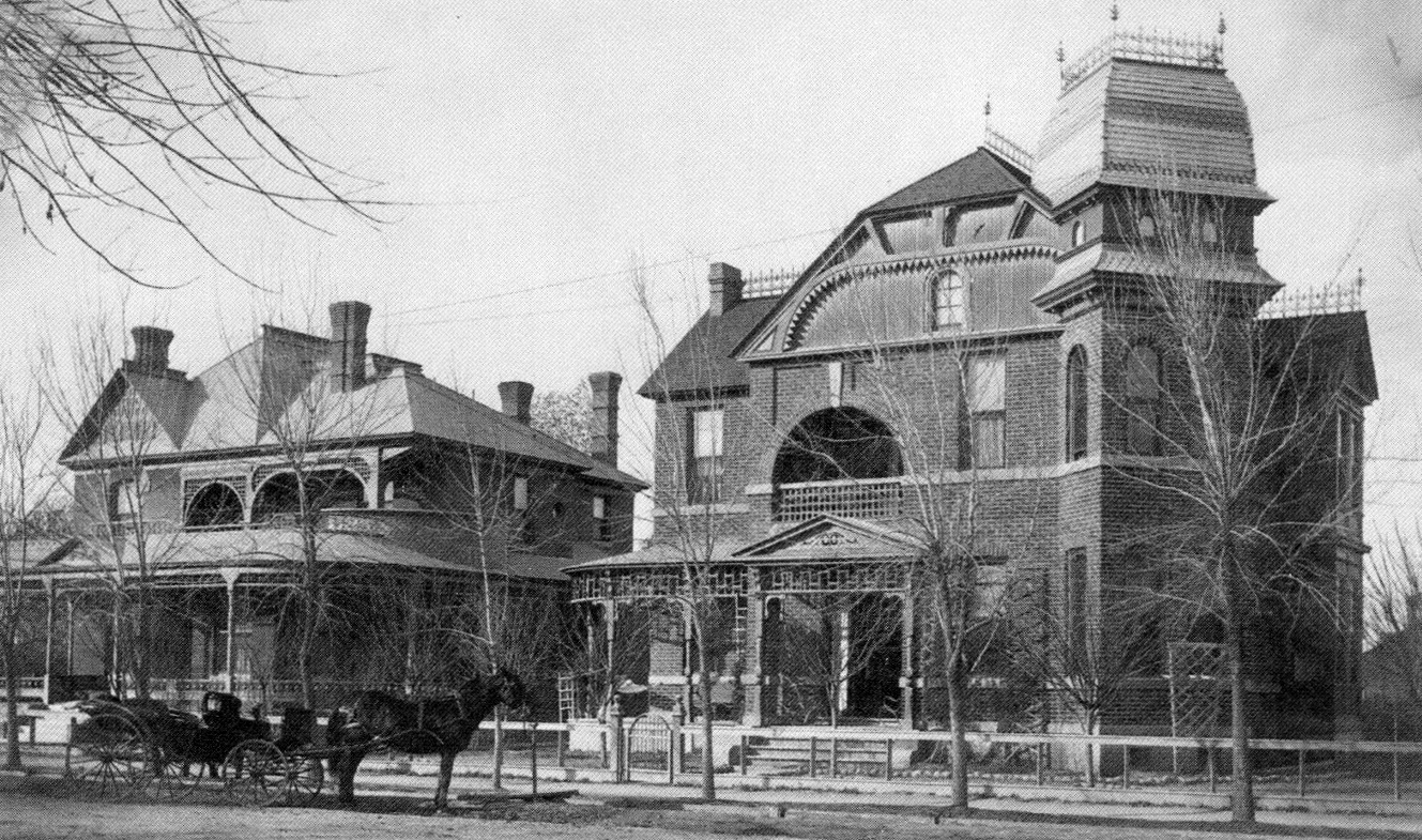 Archival black-and-white photograph of Millionaires’ Row along Monroe Street in Phoenix during the 1890s