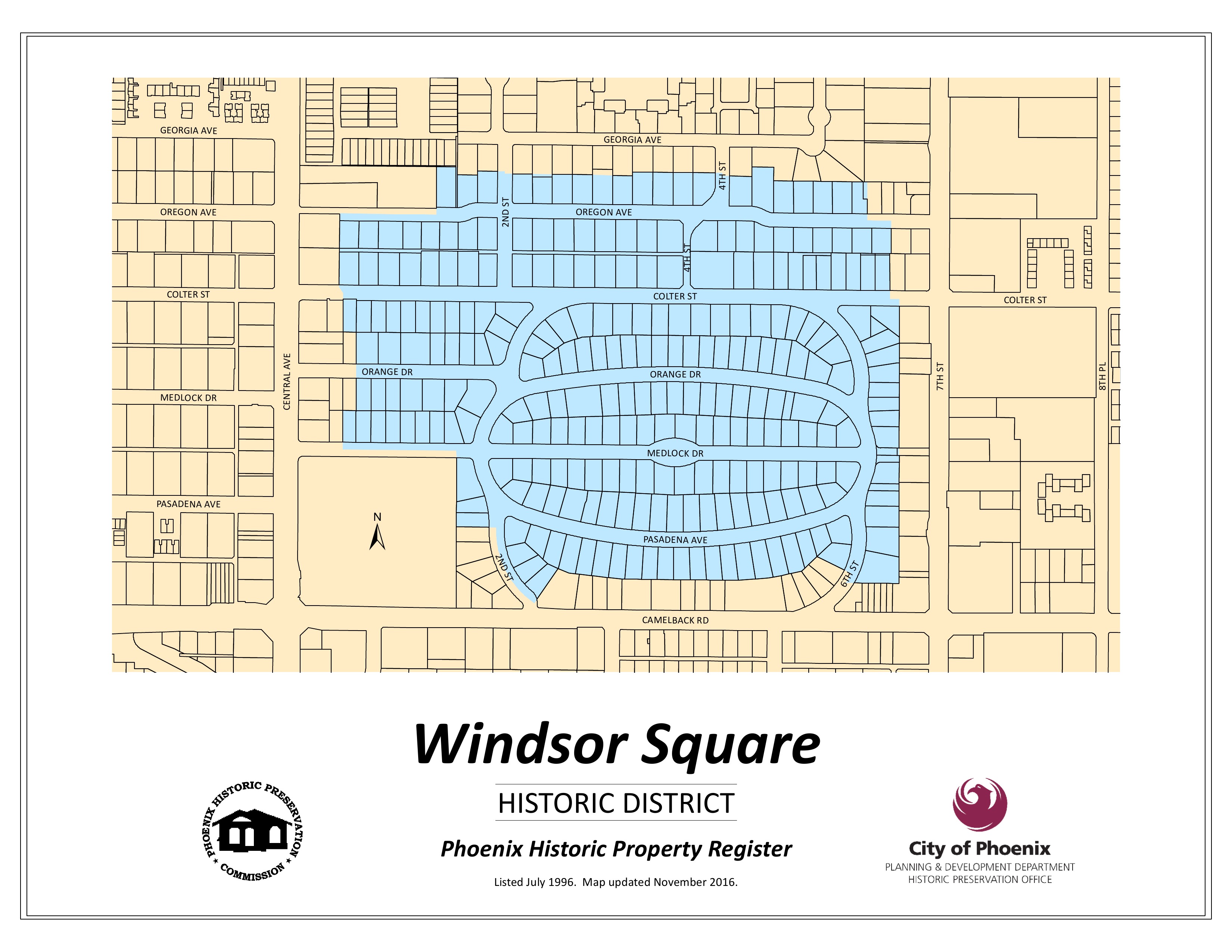 City of Phoenix Windsor Square Historic District boundary map